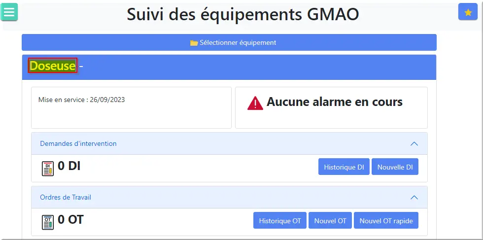 Fiche équipement de Doseuse