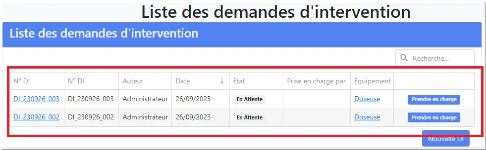 Liste des DI