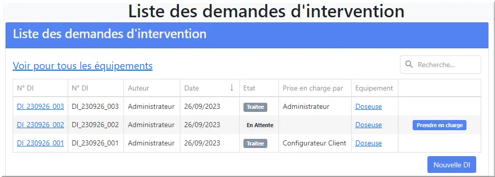 Liste DI traitées