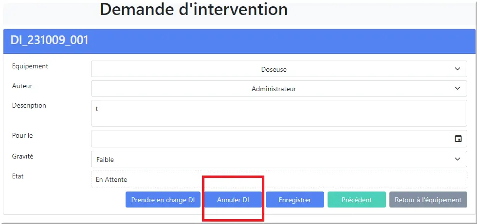 Annuler la DI