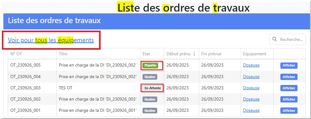 Voir tous les OT
